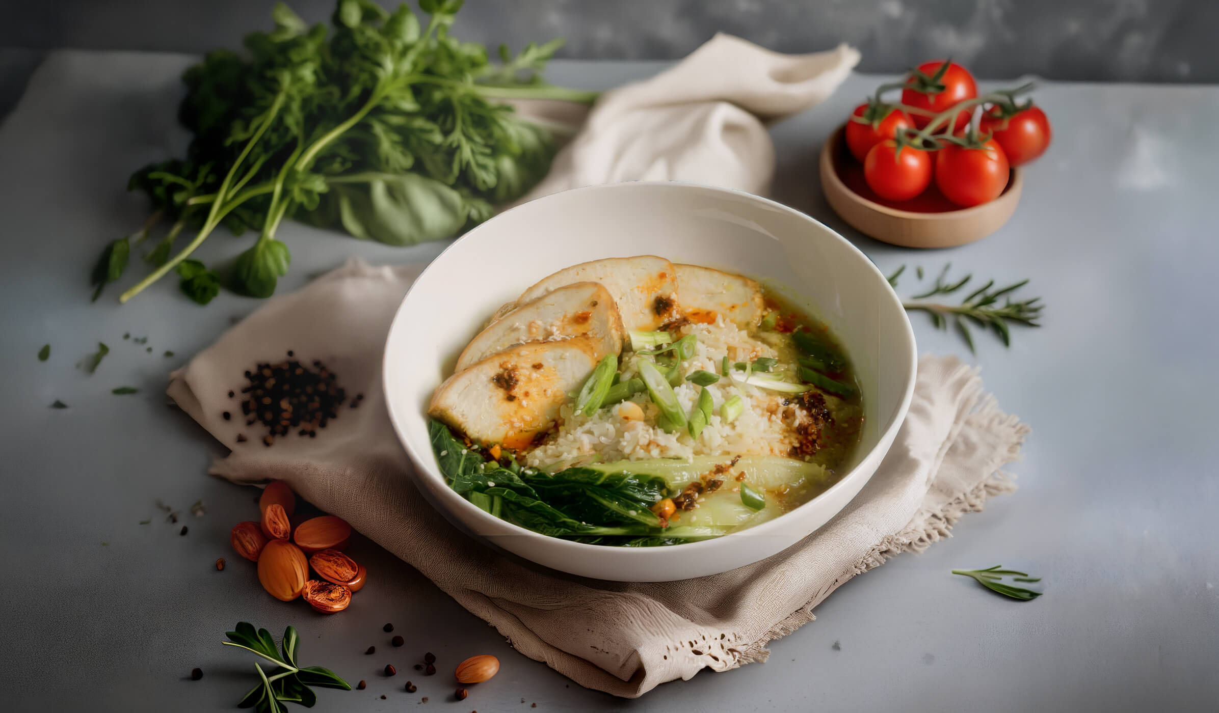 Brothy Honey Soy Chicken Rice Bowl